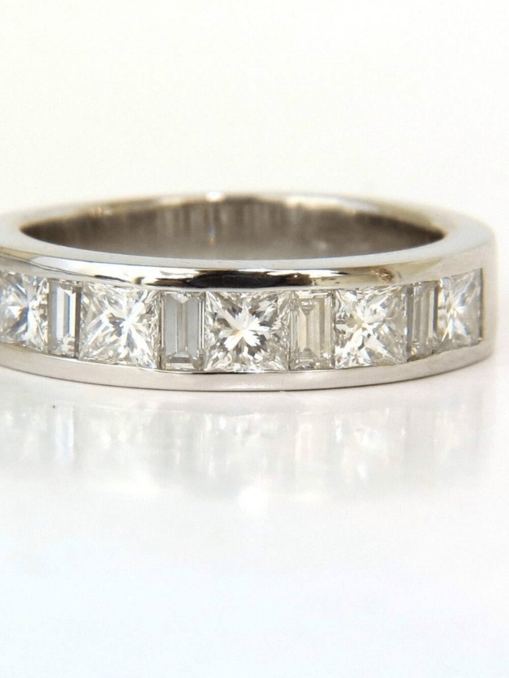 1.50CT PLATINUM PRINCESS & BAGUETTE NATURAL DIAMOND RING*